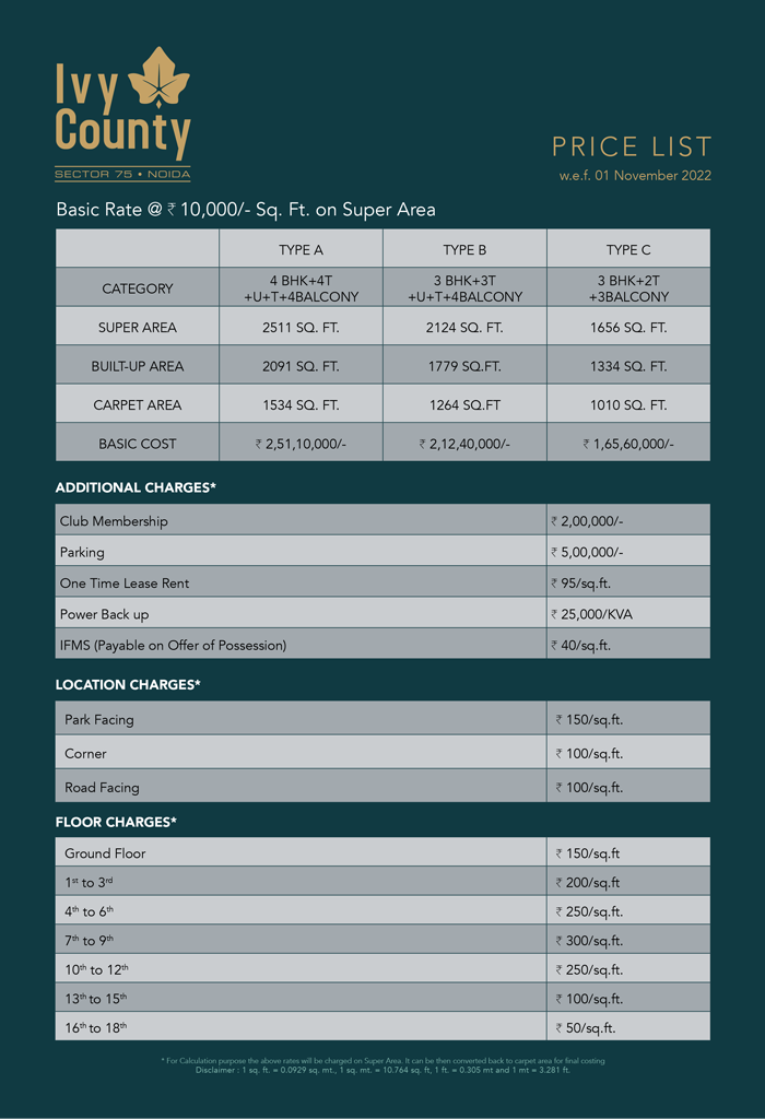 IVY County-price-list